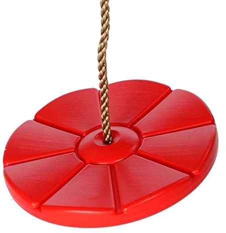 Gartenpirat Tellerschaukel aus Kunststoff Farbe Rot Sichere Kinderschaukel mit Halteseil für Outdoor & Indoor