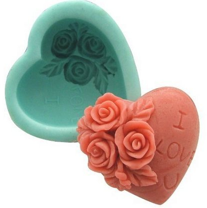 Allforhome - Moldes de silicona para hacer jabón casero con forma de corazón - Ideales para el día de San Valentín