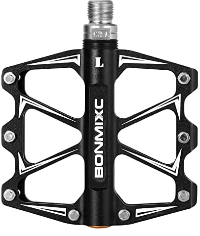 BONMIXC Pedali piatti per bici da strada leggeri MTB con cuscinetti sigillati per mountain bike, 9/16 (nero)