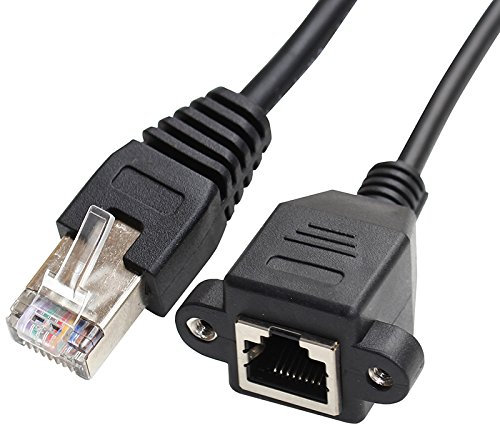JSER Cavo di prolunga RJ45 8P8C FTP STP UTP Cat 5e maschio a femmina LAN Ethernet con fori per montaggio a pannello, 30 cm