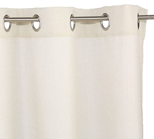 HomeMaison Vorhang mit leicht Aspekt Wildleder mit Ösen, Polyester, Elfenbeinfarben, 260 x 140 cm