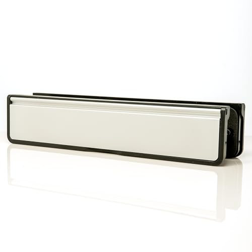 TSS Letterplate 12 in Silver, Telescopic Sleeved Letter Box for uPVC Doors with 40mm to 80mm Thickness. 12 Inch Letterbox for upvc Door in Silver