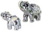 Formano 2 Stück Elefanten mit Strass Stein Set 6cm+8cm Deko Objekt Pearl Silber Kunststein Elefant ♥
