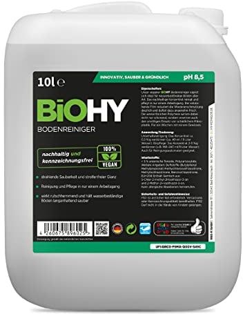 BiOHY Bodenreiniger (10 Liter Kanister) | Konzentrat für alle Reinigungsgeräte und alle Hartböden | angenehmer Geruch und streifenfreie Reinigung | ideal für Laminat, PVC & Stein