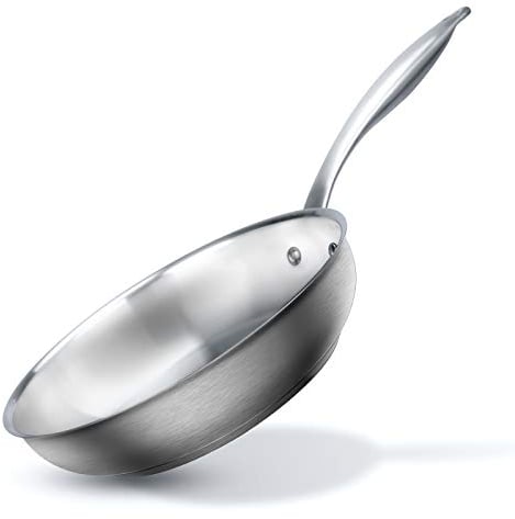duxtop Tri-ply Stainless Steel Frying Pan with Stay-Cool Handle, Professional 8 inch Fry Pan with Induction Magnetic Bottom, Healthy Small Skillet, Dishwasher and Oven Safe