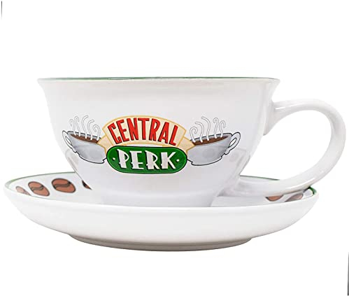 Silver Buffalo Friends Central Perk Logo Keramik-Teetasse und Untertasse, 340 ml