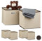 6 x Faltbox im Set, Aufbewahrungsbox aus Stoff, quadratisch HBT ca. 30 x 30 x 30 cm, mit Fingerloch, Regalbox, beige