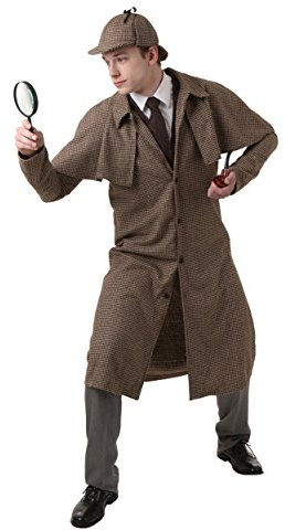 Sleuth Detective Fancy Dress Costume with Hat for Adults, Investigator Outfit, Houndstooth Jacket for Halloween & Dress-Up X-Small