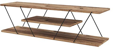 Toilinux.com Meuble TV en mélaminé de Style Industriel - L.120cm - Marron