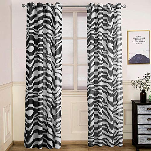 vctops Vorhänge mit Zebramuster, Ösen, halbdurchsichtig, Leinenstruktur, Fenstervorhänge für Schlafzimmer, Wohnzimmer, 1 Panel (Zebra, 140 x 259 cm)