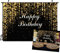 AIIKES 7x5FT Fotografie Alles Gute zum Geburtstag Hintergrund Schwarz und Gold Glitter Bokeh Hintergrund Baby Erwachsener Geburtstag Zusammenfassung Banner Kuchen Fotostudio Requisiten 11-835