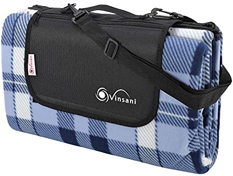 Vinsani Foldable Picnic Blanket 260x220cm, Anti-Slip Waterproof, Sand Proof | Durable Outdoor Rug Mat for Camping, Beach, Hiking, Park & Garden, Easy to Carry, Machine Washable - Checkered