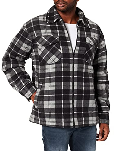 Urban Classics Herren Jacke Plaid Teddy Lined Shirt Jacket black/white M