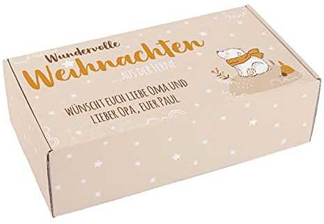 Herz & Heim® Geschenkverpackung zu Weihnachten mit Wunschtext Weihnachten aus der Ferne