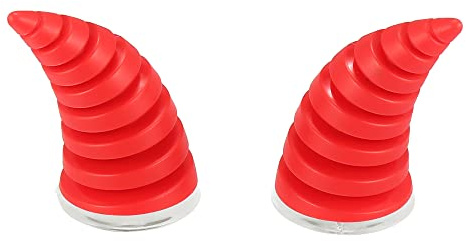Motoforti 2 pezzi filettati toro stile corno tetto adesivi auto anteriore paraurti posteriore decorazione anti collisione decalcomanie ventosa per auto casco moto rosso