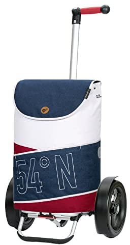 ANDERSEN Einkaufstrolley - Tura Shopper Loke blau 61 L groß,Handwagen,Thermo, Aluminium, Griff ergonomisch, klappbar, 29 cm Luft-Rad
