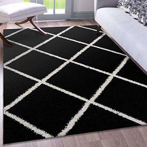 Impression Teppich Weicher Flächenteppich, Luxus Muster Teppich, Hochwertiger Schlafzimmerteppich, Wohnzimmerteppich, Küche - Schwarz, Größe:160x230 cm