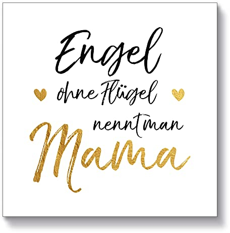 ARTLAND Holzbilder Mini Deko Poster Fotodruck auf Holz mit Spruch 15x15x2 cm zum Hinstellen/Aufhängen Genschenk-Idee Aufsteller Geburstag Geburt Muttertag Mama Engel ohne Flügel T9KN