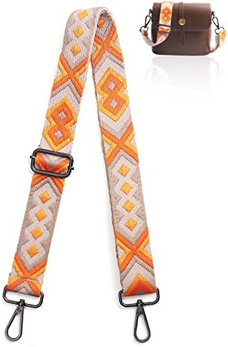 Taschengurt Bunter Schultergurt Tragegurt Breite 3.8cm Längenverstellbarer 75-135 cm für Schultertasche Tragetaschen,Silverblack Clasp,Orange