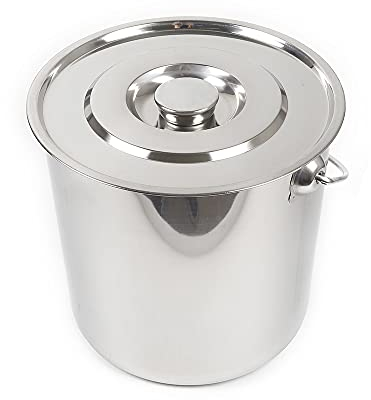 Edelstahl Suppentöpfe Kochtopf Suppentopf, Kücheneimer Futtereimer Milcheimer mit Deckel Edelstahl in 3 Größen Gulaschkessel Campingkochtopf (20L)