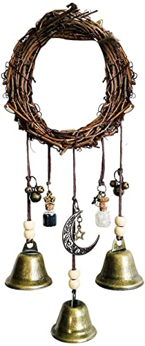 FACULX Hexenglocken, Schutz Türhänger Metall Windspiel Handmade Hexe Rattan Glocken für Outdoor Veranda Garten Fenster Dekor