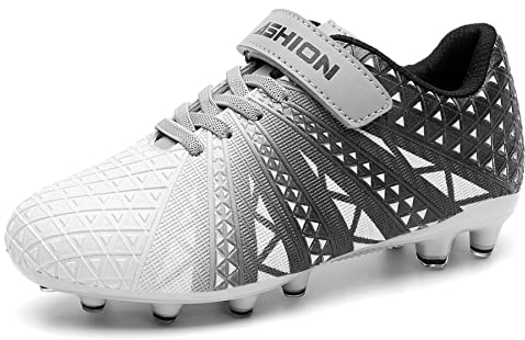 ASHION Fußballschuh Kinder Footballschuhe Outdoor Athletic Soccer Schuhe,B Silber,36 EU