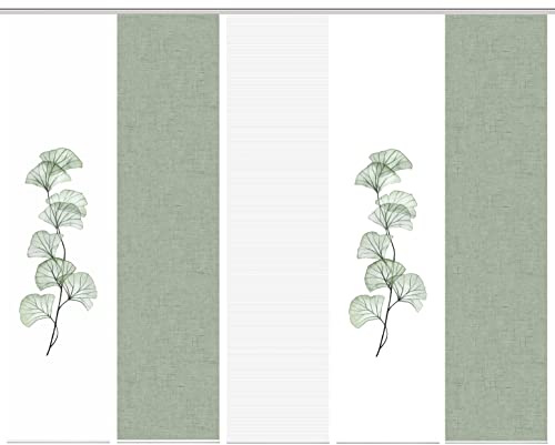 VISION S 080770 Berto Schiebegardine, halbtransparent, Bambus-Optik, 260x60 cm, Farbe:Salbei, Größe:260 x 60 cm, Anzahl:5X