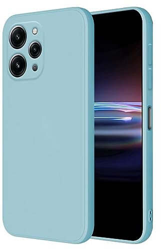 HONLEN Hülle für Redmi 12 (4G) / Redmi 12 5G Schutzhülle Case, (6.79 Inches) Liquid TPU Silicone Handyhülle mit Fallschutz Silikon Cover Hellblau