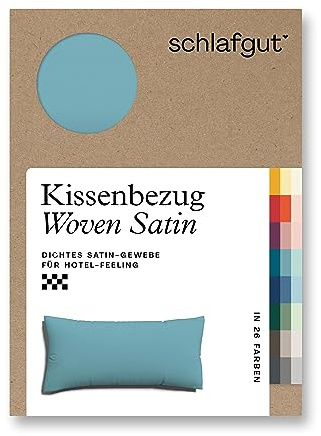 schlafgut Woven Satin Kissenbezug 40 x 80 cm Petrol Mid Uni in Premium Hotelqualität, Kopfkissenbezug einzeln mit 100% weicher Baumwolle | Kopfkissenbezug, Kissenhülle, Petrol, Satin, 100% Baumwolle, Hotelqualität, bügelfrei, OEKO-TEX