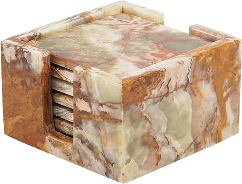 Radicaln Dessous de verre carrés en marbre pour boissons, 8,9 cm, fait à la main pour décoration de bureau moderne et cuisine extérieure, dessous de verre de voiture