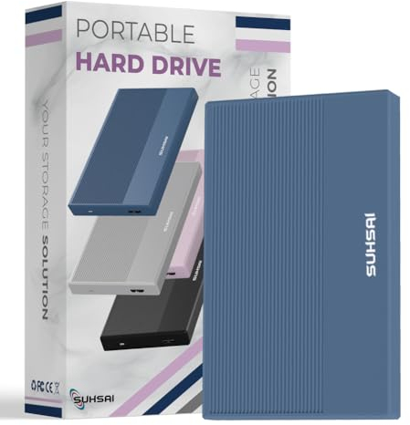 SUHSAI Disco Rigido Esterno da 200 GB HDD Backup Dati - Espansione di Memoria da 2,5 USB 3.0 Disco Rigido Portatile Compatibile con Mac, Desktop, PC, PS4, PS5 (Blu scuro)