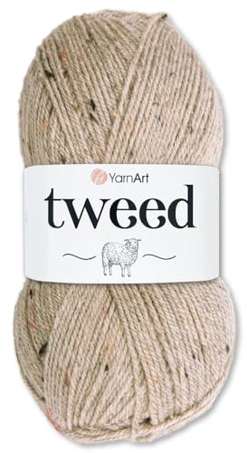 Frida's Wollhaus YarnArt 100 g Tweed Wintergarn Trachtengarn Wolle Stricken Häkeln 10 Farben (227 | Natur)
