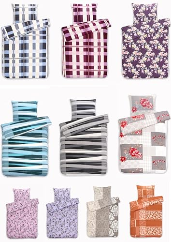 MB Warenhandel24 Bettwäsche Winter Biber 50% Baumwolle 50% Polyester Feinbiber 135x200 + 80x80 cm 2-4 TLG teilig mit Reißverschluss (Dust Violett, 1x ca. 135x200 cm + 1x ca. 80x80 cm)