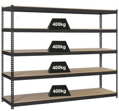 PROREGAL Schwerlastregal Wood YETI Five | HxBxT 200x180x60cm | Fachlast 400kg | Anthrazit | Regal Standregal Werkstattregal Lagerregal Kellerregal