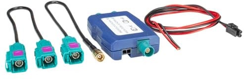 tomzz Audio 1500-062 Fakra SMB Auto Radio DAB+ UKW Antennen Splitter Verstärker für aktiv passiv Antennen kompatibel mit Audi Seat Skoda VW Opel