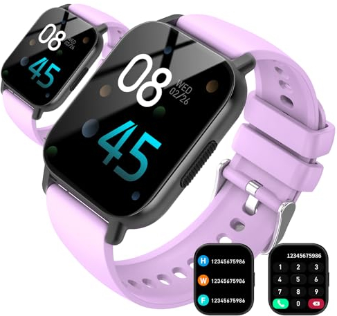 Csasan Smartwatch Uomo Donna con Effettua/Risposta Chiamate, 1.91'' HD Orologio Smartwatch con Cardiofrequenzimetro Sonno Contapasso, 110+ Sportive Orologio Fitness, IP68 Smart Watch Taro Viola