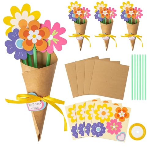 BEBIKR Blumensträuße, Bastelset, Papiersträuße, Werkzeug mit Schleife, Muttertagskarten, Helfer, Blumensträuße, Papiersträuße, Basteln