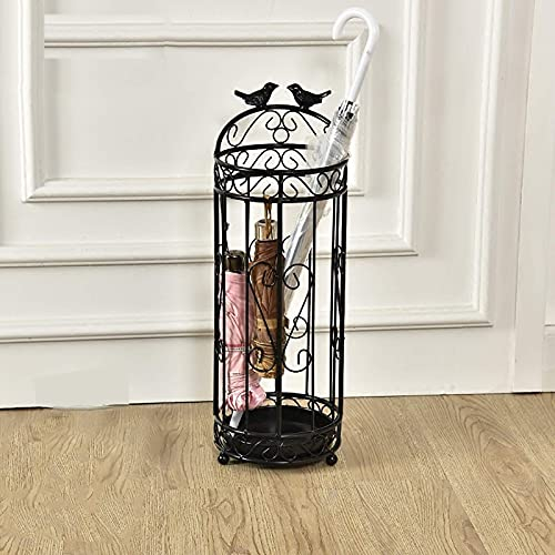 Schirmständer, antiker runder Schirmständer, Scroll-Vogel-Dekor, Golfschläger, Trekkingstöcke, Aufbewahrungsregal für den Eingangsbereich mit Abtropfschale, 8,3 x 24,2 in Feito na China (Kaffee)