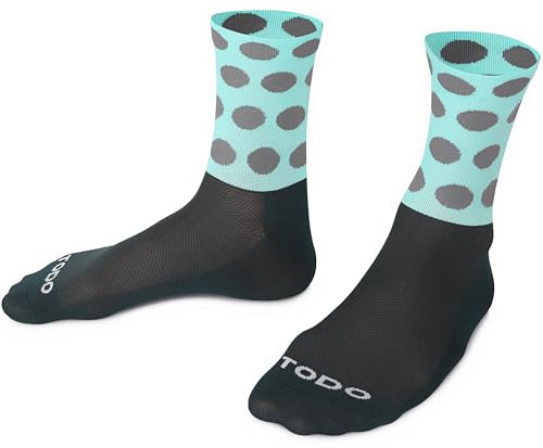 TODO Fahrradsocken Herren und Damen. Rennrad Socken Motiv Punktmuster. Radsocken Herren mit Motiv auch Laufsocken (Polka TUR-GR 43-46)