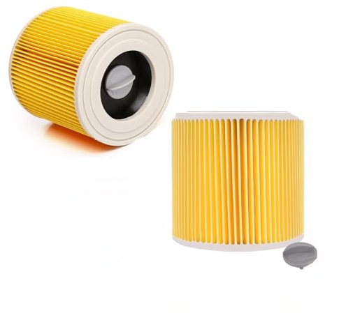 Ulisem Paquet de 2 éLéMents Filtrants, Filtre Haute Efficacité, Filtre de Remplacement Pour Aspirateurs Wd4/Wd5/Wd6 /Mv4/Mv5/Mv6/Wd4p/Wd5p/Wd6p, convient à Aspirateurs Karcher 6.414-552.0/64145520