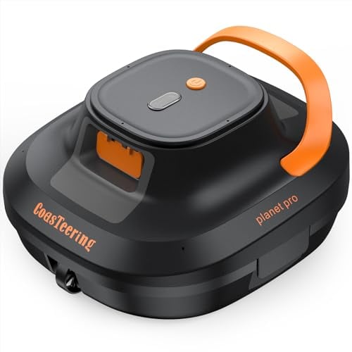 Coasteering Poolroboter Akku, Kabelloser Poolsauger Akku, 120 Minuten Reinigungszeit, 2 Bürstenlose Motoren, Selbstparker, One-Touch-Start, Poolreiniger für Oberirdische Pools bis 120 m²