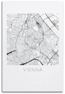 UNSGA Minimalistisches Retro-Poster, Stadtkarte, Europa, Österreich, Wien, Poster, dekorative Malerei, Leinwand, Wandposter und Kunstdruck, moderne Familienschlafzimmer-Dekoration, Poster, 30 x 45 cm