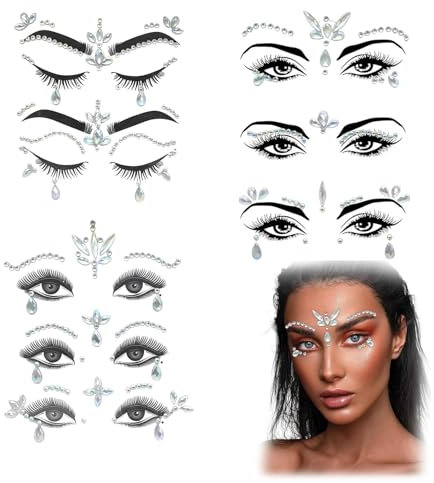 FloralGrace 8 Stück Gesicht Edelsteine Nachtleuchtende Edelsteine Glitzersteine Gesicht Acryl-Kristall Glitzer-Aufkleber Gesicht Schmuck Geeignet Für Karneval