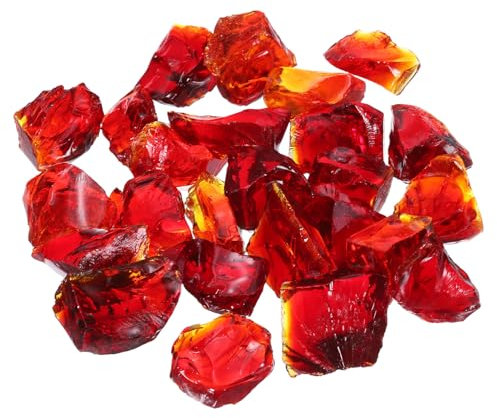 QUARKZMAN Feu Verre pour Feu Fosse,2-3cm(1/9) Élevé Lustre Réfléchissant Verre Roches pour Naturel ou Propane Cheminée, Coffre-Fort pour Extérieur et Intérieur Feu Fosse Verre, Rouge