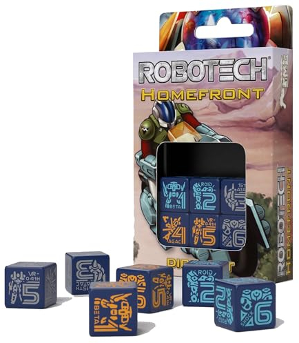 Strange Machine Games: Robotech Würfel-Set Homefront, 6 benutzerdefinierte D6-Würfel, 16 mm, Tisch-Rollenspiel-Zubehör, lizenziert, für 2+ Spieler