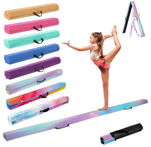 Trave Ginnastica Artistica per Casa 270 cm, Trave Pieghevole Ginnastica Portatile per Allenamento, Trave Equilibrio con Base In Gomma Antiscivolo per Bambini, Principianti e Ginnasti Professionisti