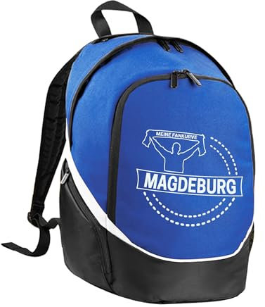 multifanshop Rucksack - Magdeburg - Meine Fankurve - Druck weiß - Tasche Größe one size blau/schwarz