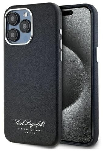 CG MOBILE Karl Lagerfeld KLHCP15XPGWCMKHK Hülle für iPhone 15 Pro Max 6,7 Zoll, Schwarz, lizenzierter Hotel RSG