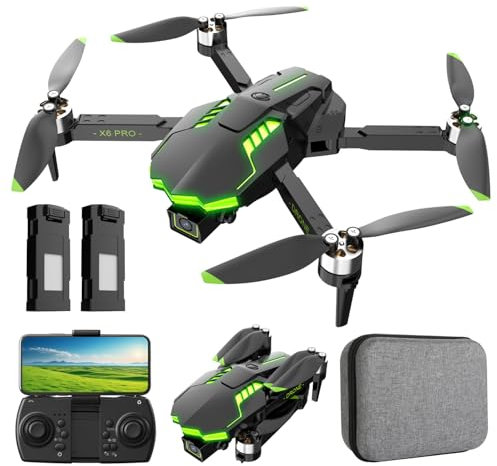 Drone with Camera 1080P for Kids and Adults, Foldable Drone with Brushless Motor RC Quadcopter, Toys for Boys and Men Birthday Gifts (Green)