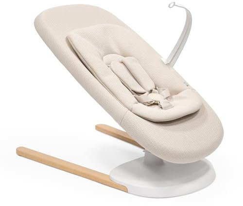 Stokke Yoga Babywippe & Schaukel, Light Sand - 2 Bewegungsrichtungen zur Beruhigung & Stimulation von Babys bis 11 kg - Mit Neugeborenen-Kissen zur Kopfunterstützung - 3 verstellbare Positionen